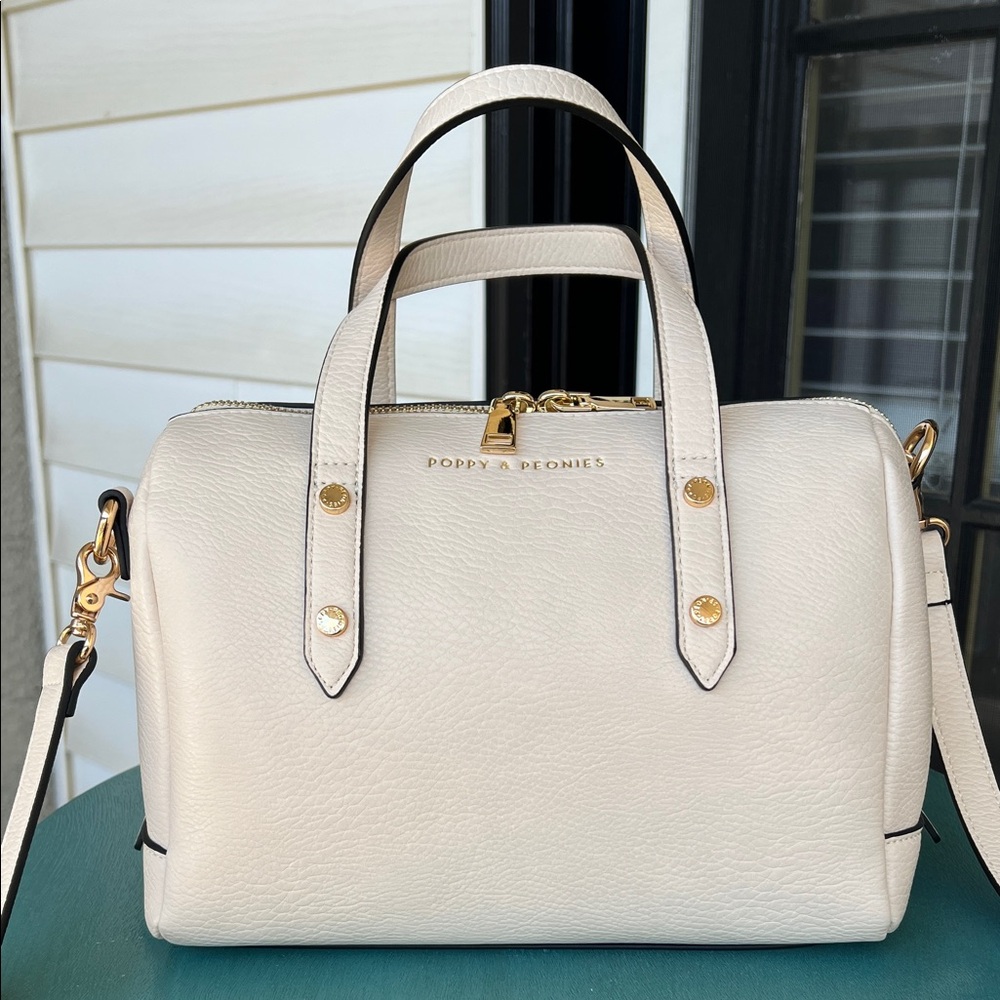 Poppy & Peonies Out and About Satchel in Cream